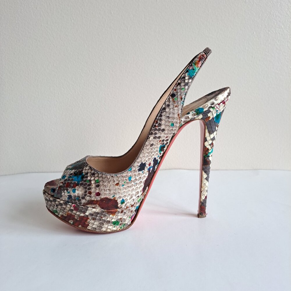 Christian Louboutin Python Leather Lady Peep Toe … - image 6